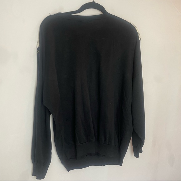 Vintage Land & Sea Ugly Christmas Puff Paint Sweatshirt Black Women’s XL - Picture 2 of 6